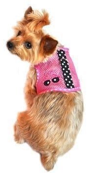 Mesh Dog Harness - Pink & Black with Sunglasses Applique