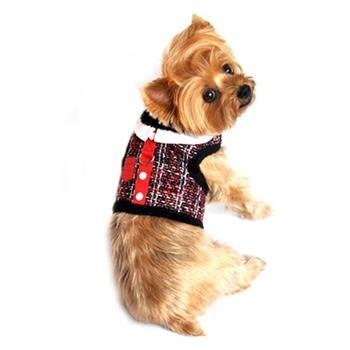 Red Tweed Minky Plush Harness with Leash
