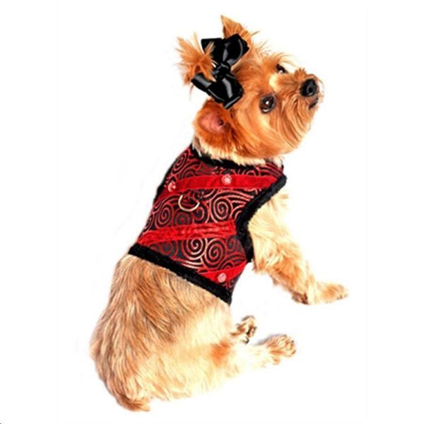 Ruby Red Minky Brocade Dog Harness