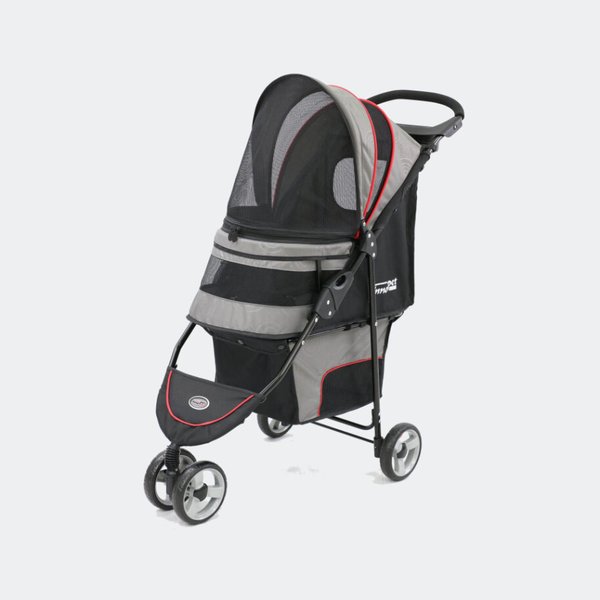 Innopet Avenue Dog Stroller - Free Rain Cover - 2 Year Warranty Included - Shiny Grey Red